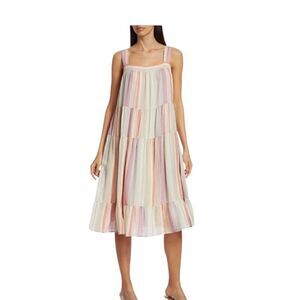 Rails Amaya Glitter Juliette Striped Linen  Midi Dress | Size L